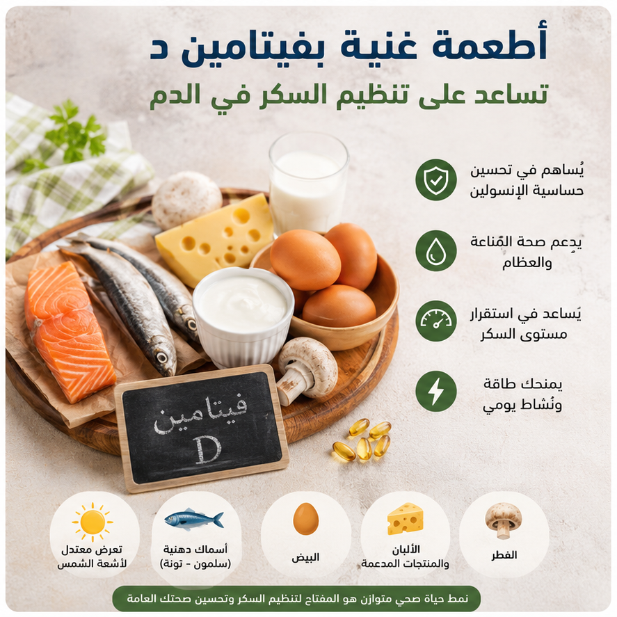 أطعمة غنية بفيتامين د تساعد على تنظيم السكر في الدم